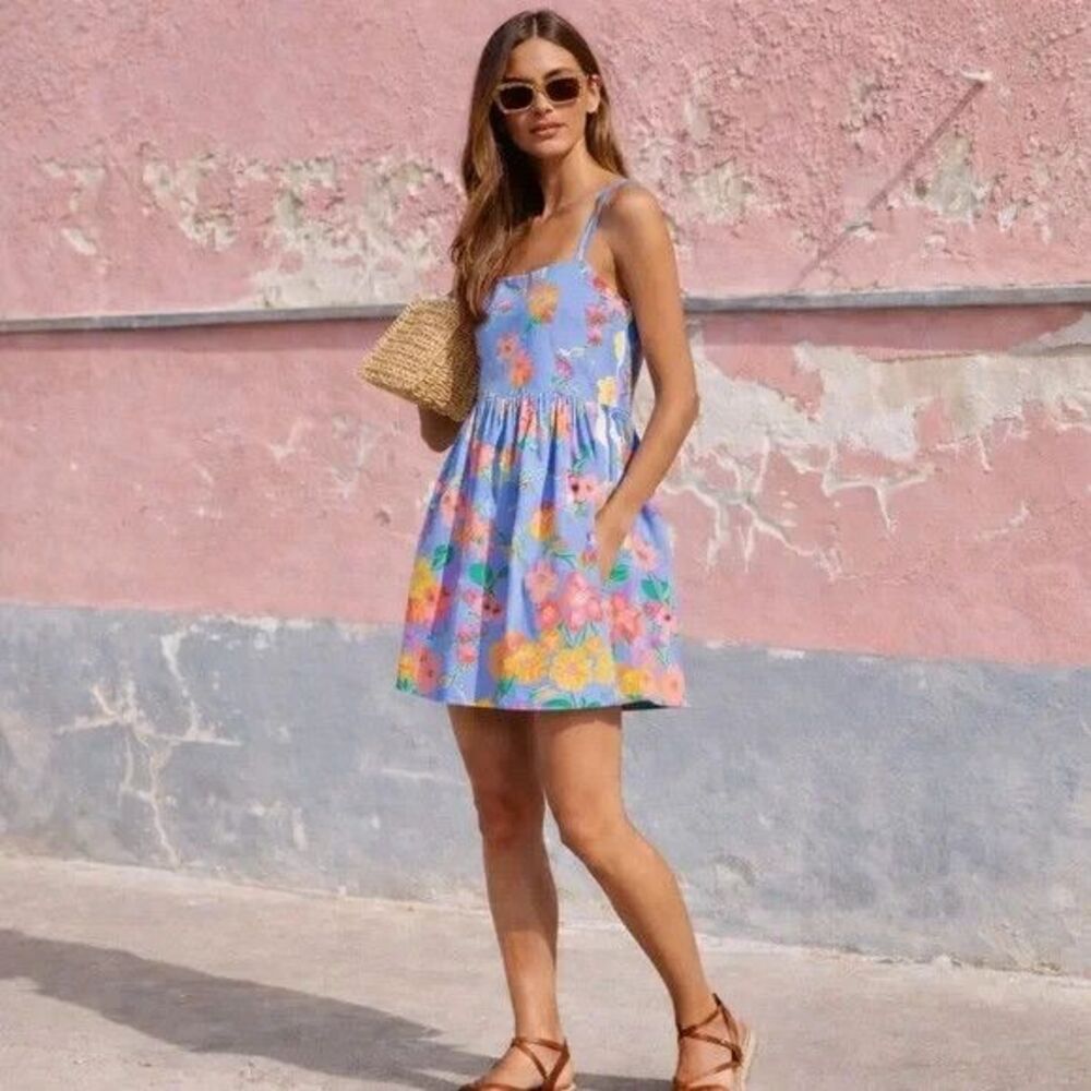 Mister Zimi womens Blue Meadow Floral Sophie Mini Dress size 8 AU (4 US) $149